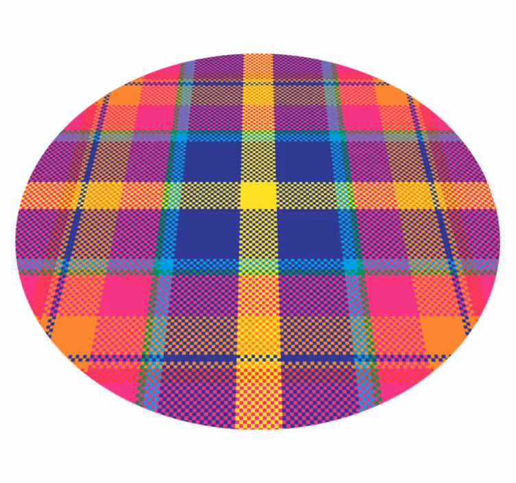 Värikäs gingham -kuvio pyöreä vinyylimatto - Tenstickers