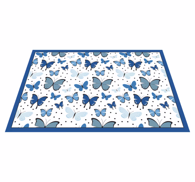 Sininen perhonen kuvio kukka vinyylimatto - Tenstickers