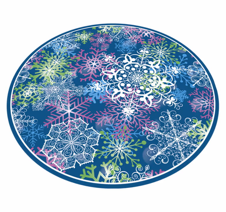 Värikäs lumihiutalekuvio jouluinen vinyylimatto - Tenstickers