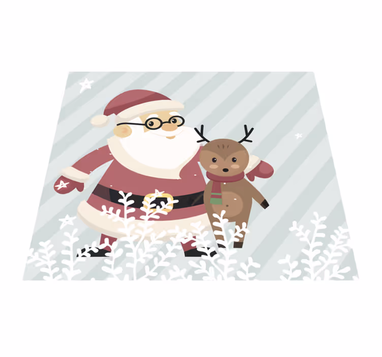 Joulupukki ja poro jouluinen vinyylimatto - Tenstickers