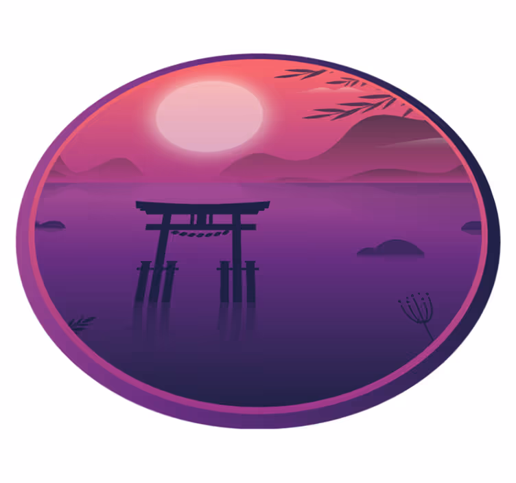 Rauhallinen auringonlasku pyöreä vinyylimatto - Tenstickers