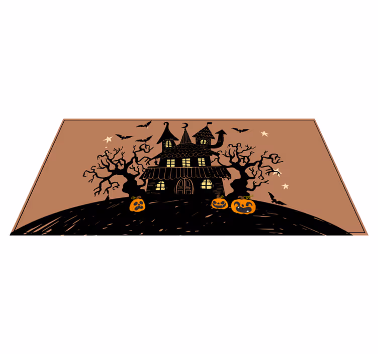 Kummitustalon kohtaus Halloween vinyylimatto - Tenstickers