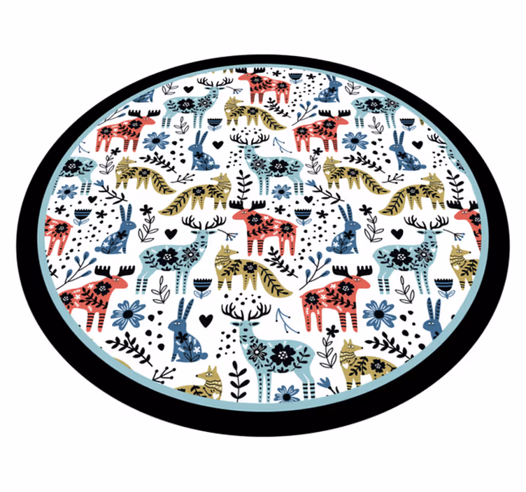 Värikkäitä eläinkuvioita vauvan huoneen vinyylimatto - Tenstickers