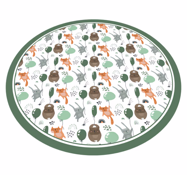 Leikkisiä eläinilmapalloja lastenhuone vinyylimatto - Tenstickers