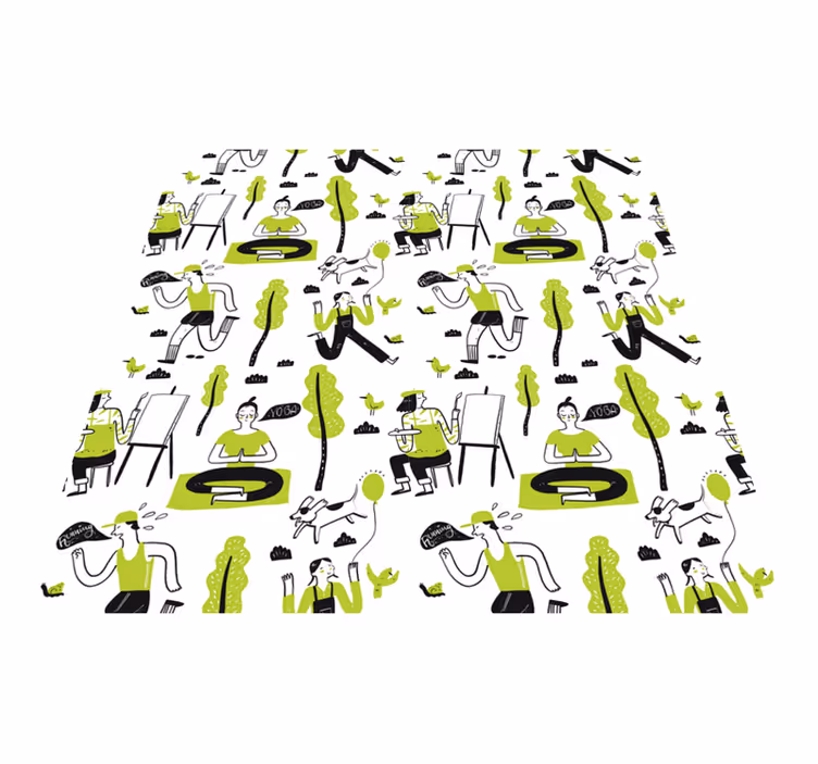 Terveiden elämäntapojen doodle -sarja moderni vinyylimatto - Tenstickers