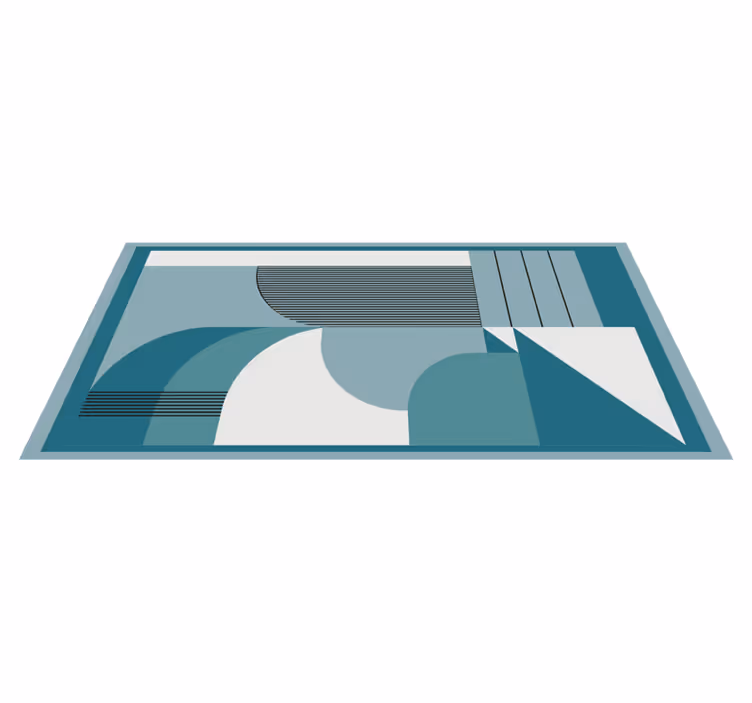 Siniset abstraktit geometriset muodot moderni vinyylimatto - Tenstickers