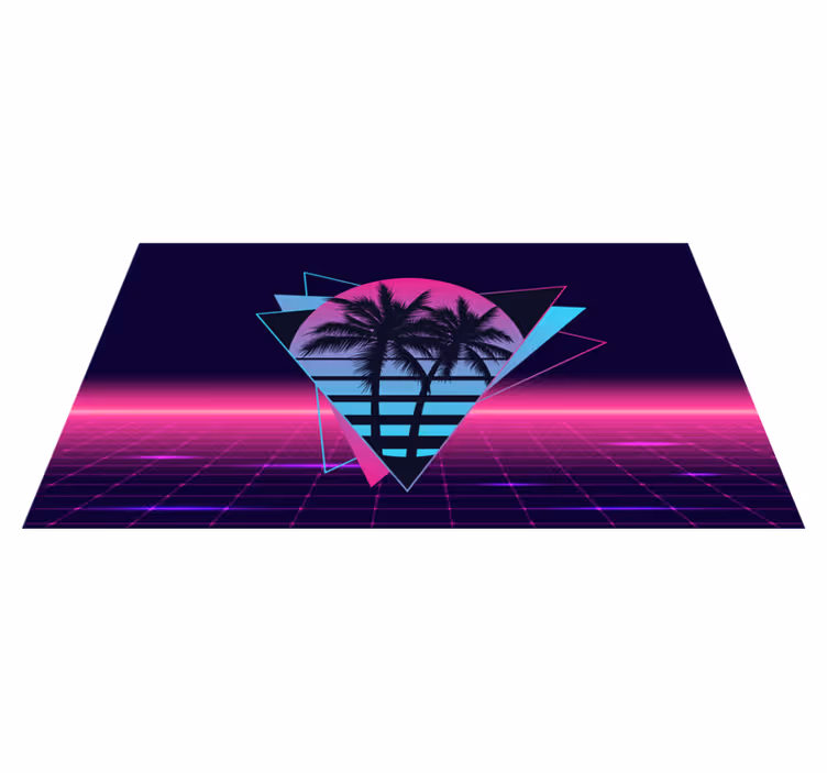 Retro neon kämmenet vanhanaikainen vinyylimatto - Tenstickers