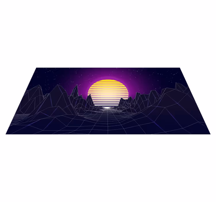Retro futuristinen maisema moderni vinyylimatto - Tenstickers