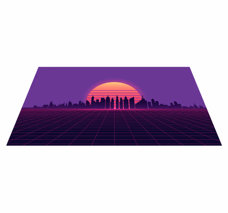 Retro auringonlaskun ruudukko moderni vinyylimatto - Tenstickers