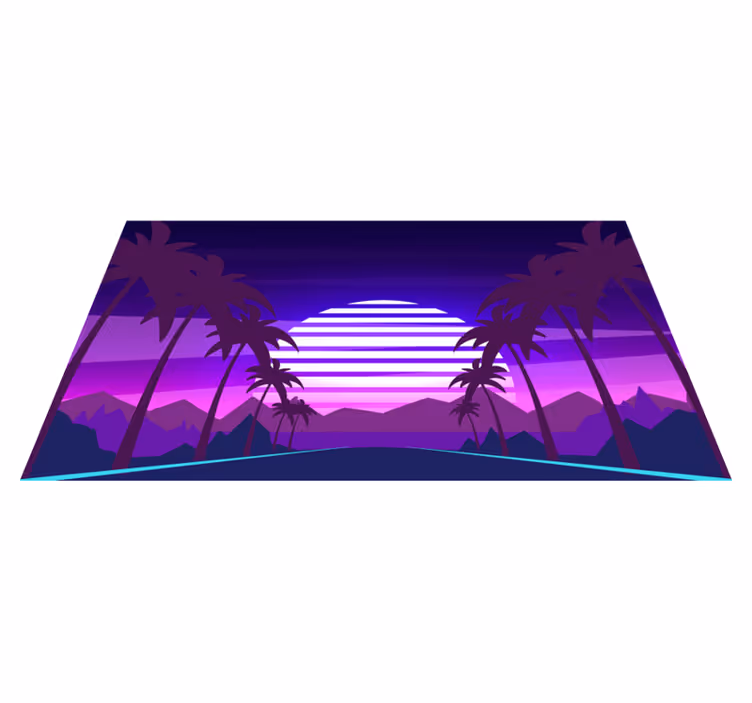 Retro auringonlaskun estetiikka moderni vinyylimatto - Tenstickers