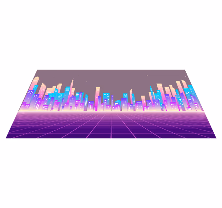Neon kaupunkikuvan horisontti moderni vinyylimatto - Tenstickers
