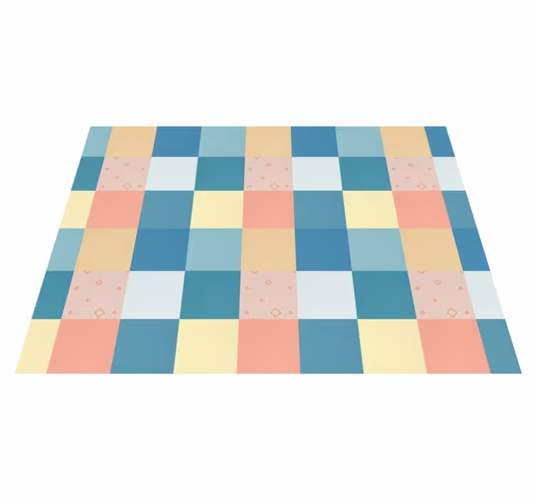 Geometrinen pastellishakkilauta geometrinen vinyylimatto - Tenstickers