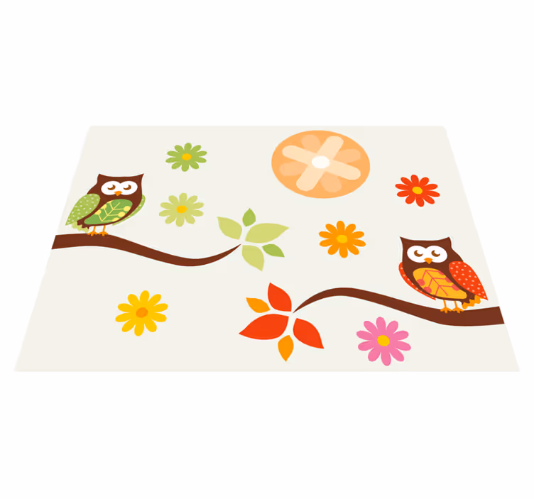 Värikkäät pöllöt vinyylimatto - Tenstickers