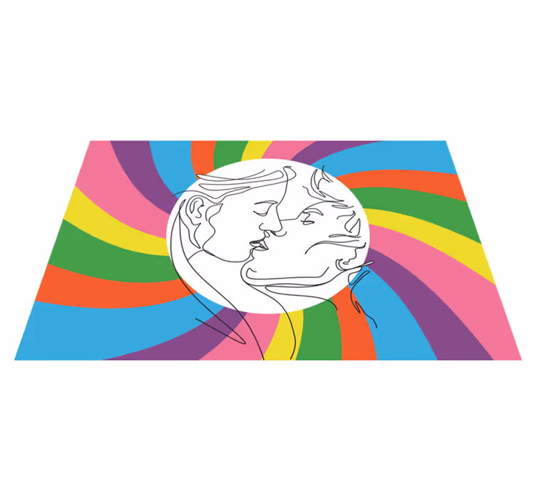 Värikäs suudelma siluetti Lisää lasten vinyylimatto - Tenstickers