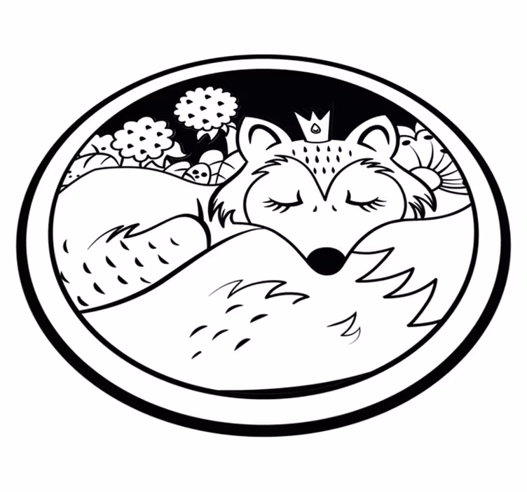 Nukkuva kettu ympyrä eläin vinyylimatto - Tenstickers