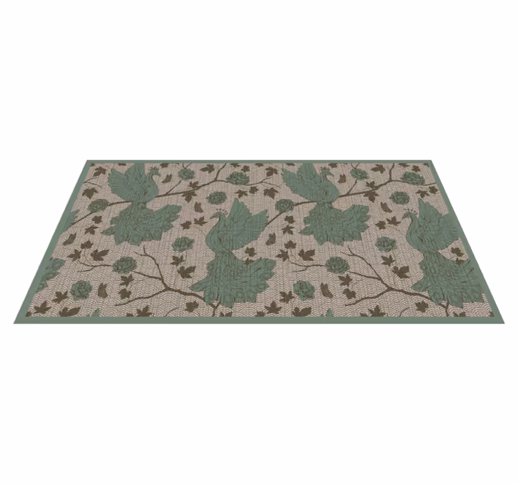 Vihreä fauna-aihe kukka vinyylimatto - Tenstickers