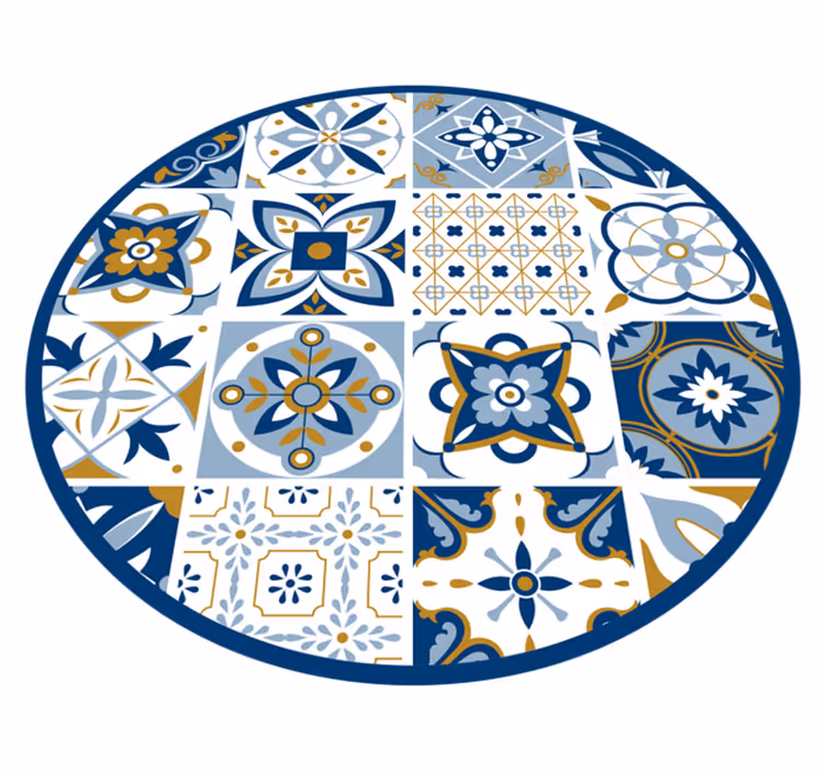 Pyöreä laattakuvio laatta vinyylimatto - Tenstickers
