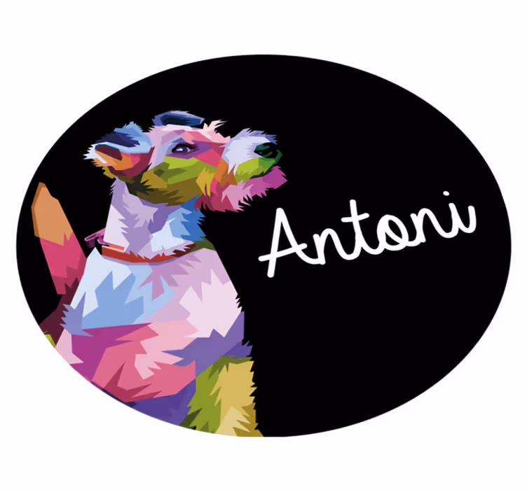 Värikäs koiran muotokuva nimi vinyylimatto - Tenstickers
