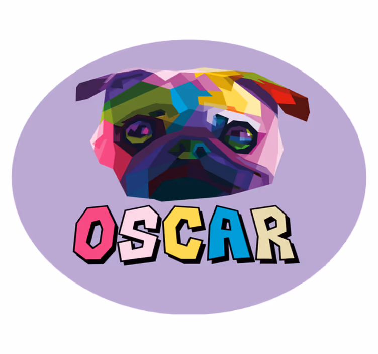 Geometrinen koiran kuva nimi vinyylimatto - Tenstickers