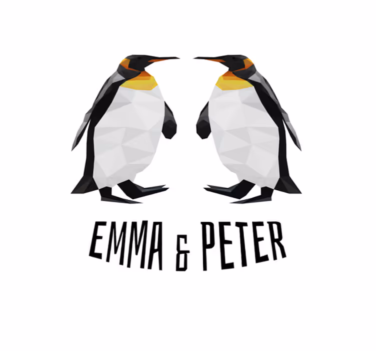 Geometriset pingviinit nimi vinyylimatto - Tenstickers
