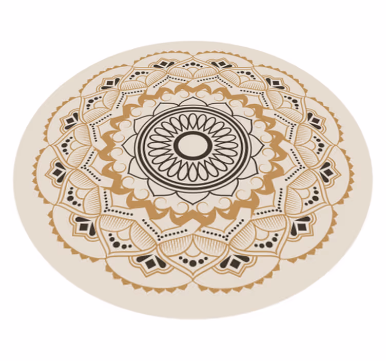 Beige mandala pyöreä vinyylimatto - Tenstickers