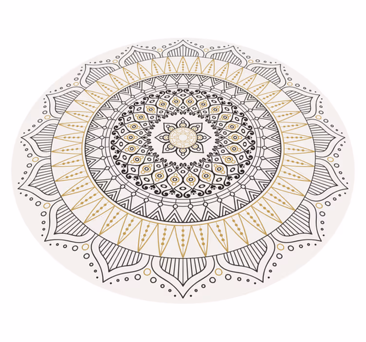 Geometrinen ruskea ja keltainen ympyrä vinyylimatto mandala - Tenstickers