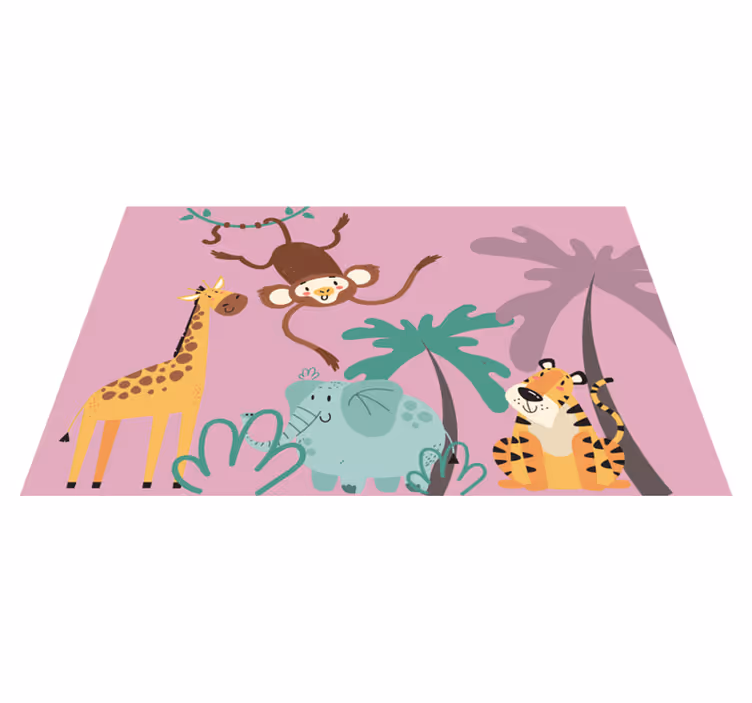 Värikkäitä sarjakuvasafarieläimiä eläin vinyylimatto - Tenstickers