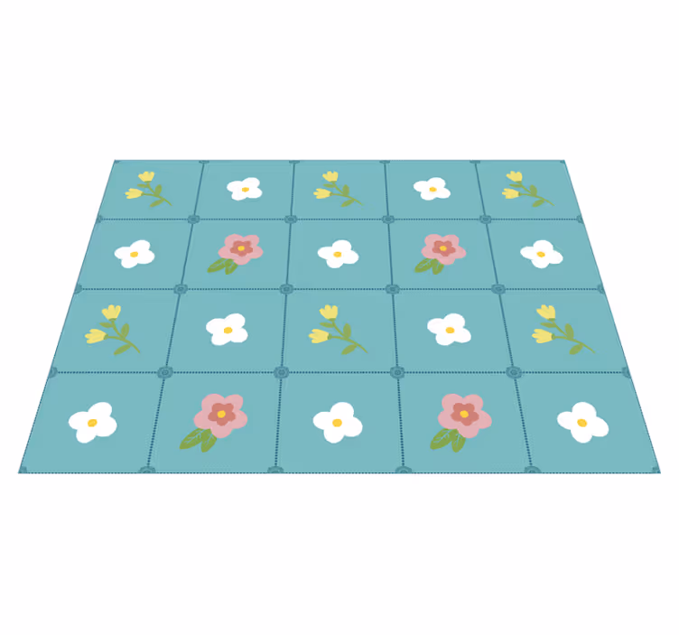 Kukallinen laattakuvio kukka vinyylimatto - Tenstickers