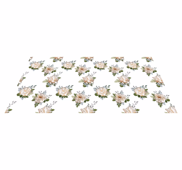 Kukkainen eleganssi jalkojen alla kukka vinyylimatto - Tenstickers