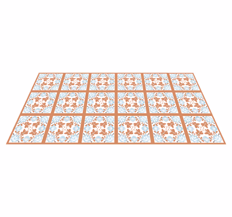 Kukkaiset välimerelliset laatat laatta vinyylimatto - Tenstickers