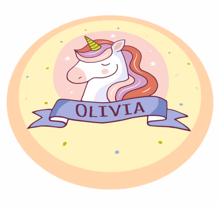 Unicornin nimi pyöreä vinyylimatto - Tenstickers