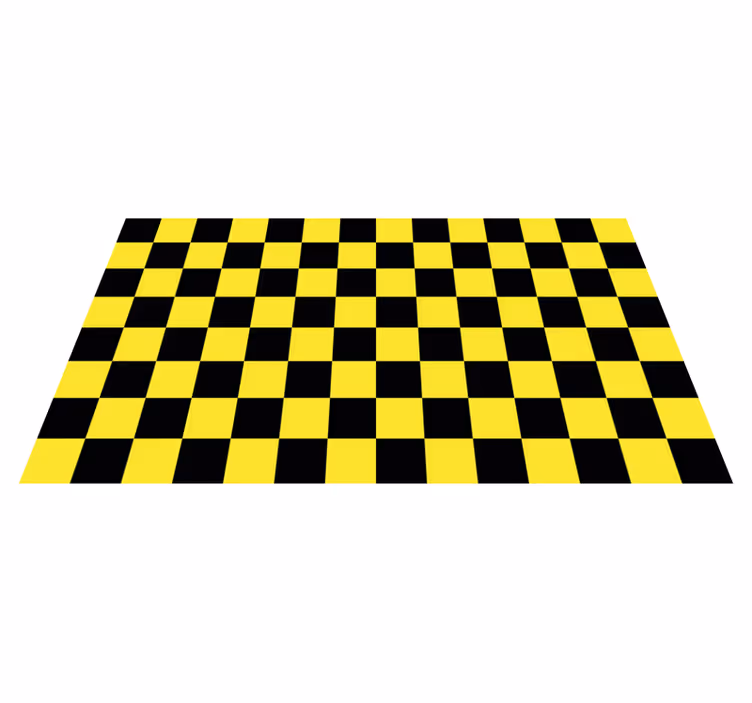 Keltainen ja musta shakkilauta geometrinen vinyylimatto - Tenstickers