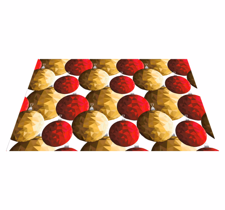 Kultaiset ja punaiset polygonal pallot joulu vinyylimatto - Tenstickers