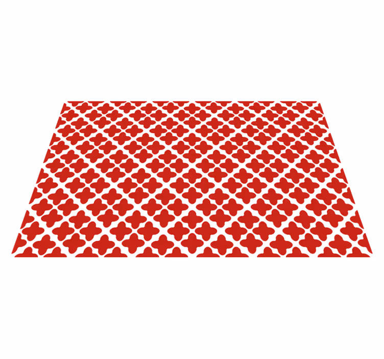 Valkoinen geometrinen kuvio punainen vinyylimatto - Tenstickers