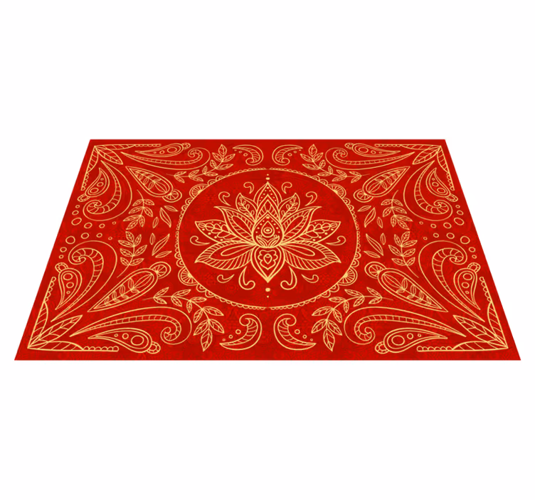 Vintage mandala suunnittelu punainen vinyylimatto - Tenstickers