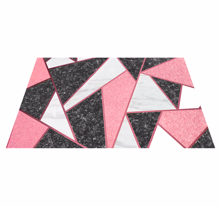 Vaaleanpunainen ja harmaa geometrinen marmori vinyylimatto - Tenstickers