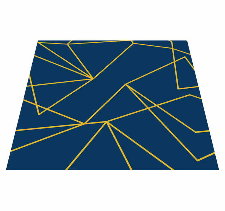 Geometriset kultaviivat sininen vinyylimatto - Tenstickers