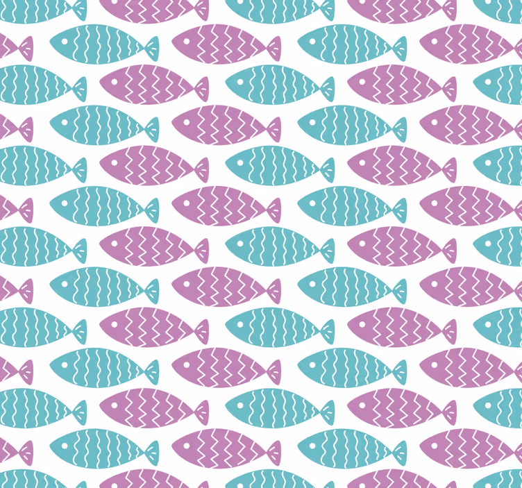 Geometrinen kala-aihe vauvanhuoneen tapetti - Tenstickers