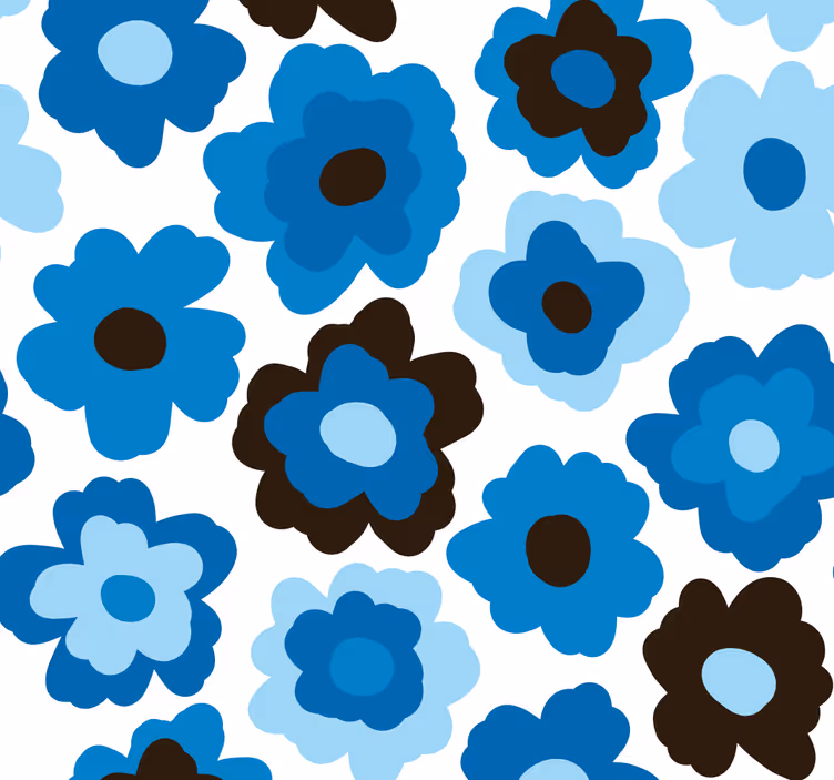 Sininen unikko kukkatapetti - Tenstickers