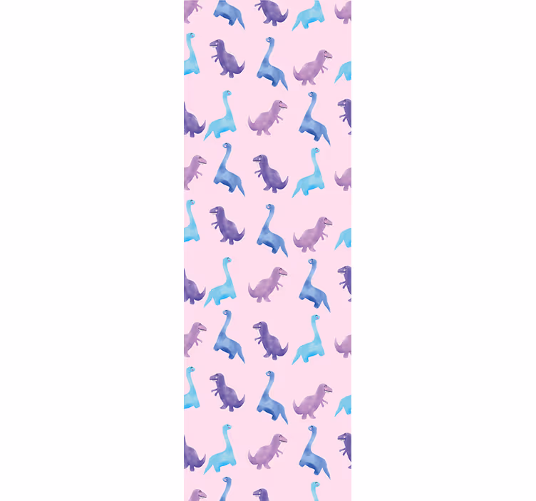 Vaaleanpunainen nursey kuvio dinosaurus tapetti - Tenstickers