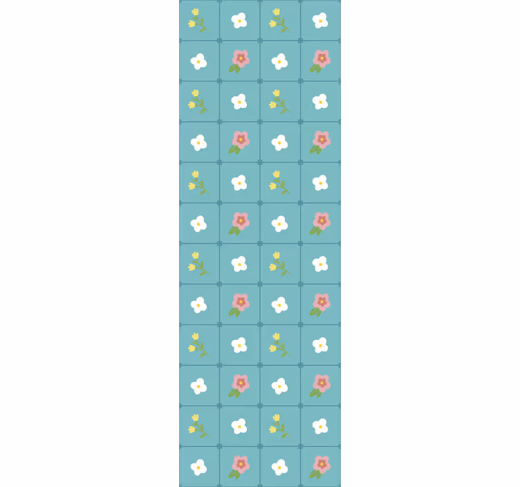Kukkivat siniset kuviot laattatapetti - Tenstickers