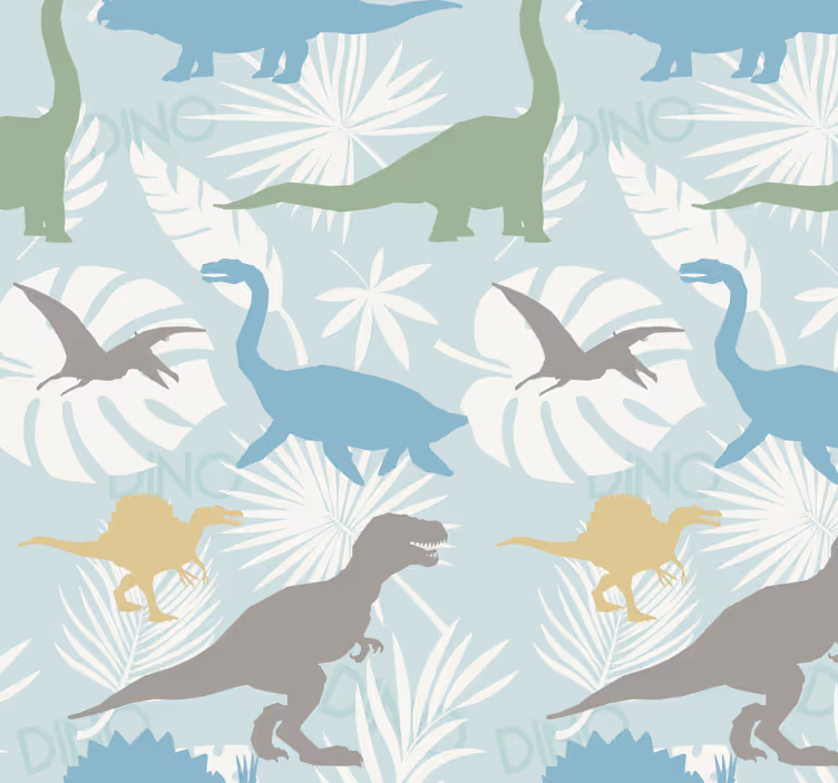 Pastellivärinen kuvio dinosaurus tapetti - Tenstickers