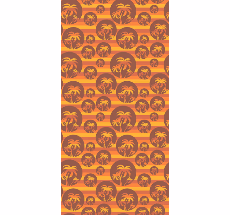 Retro auringonlasku ja palmut luonto tapetti - Tenstickers