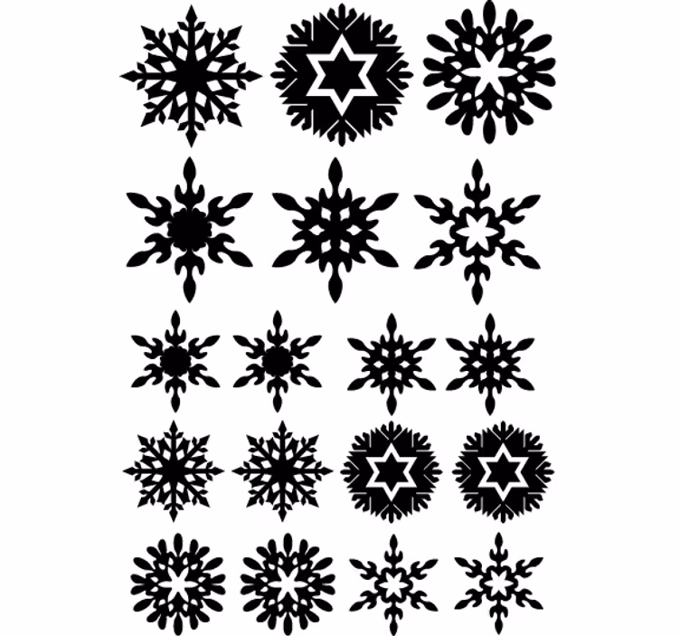 Mustat lumihiutaleetjoulutapetti - Tenstickers