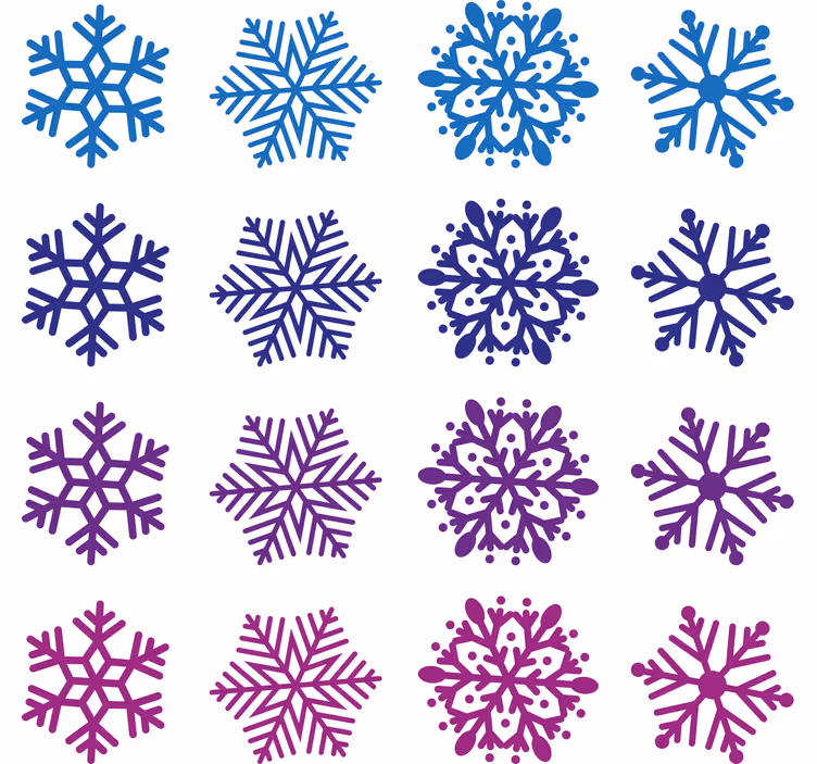 Violetit ja siniset lumihiutaleet joulutapetti - Tenstickers