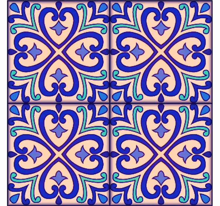 Talavera kukat laattatapetti - Tenstickers