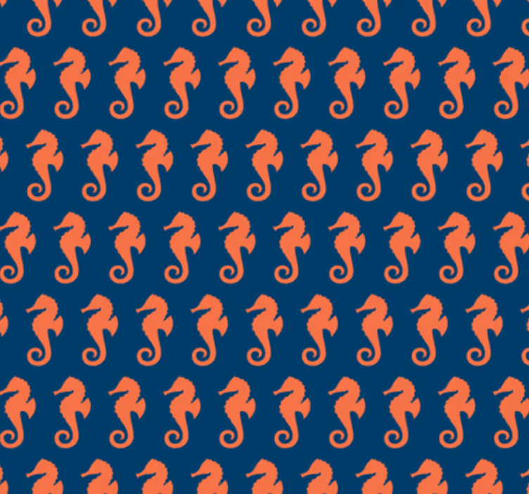 Oranssi merihevospatterni makuuhuoneen tapetti - Tenstickers