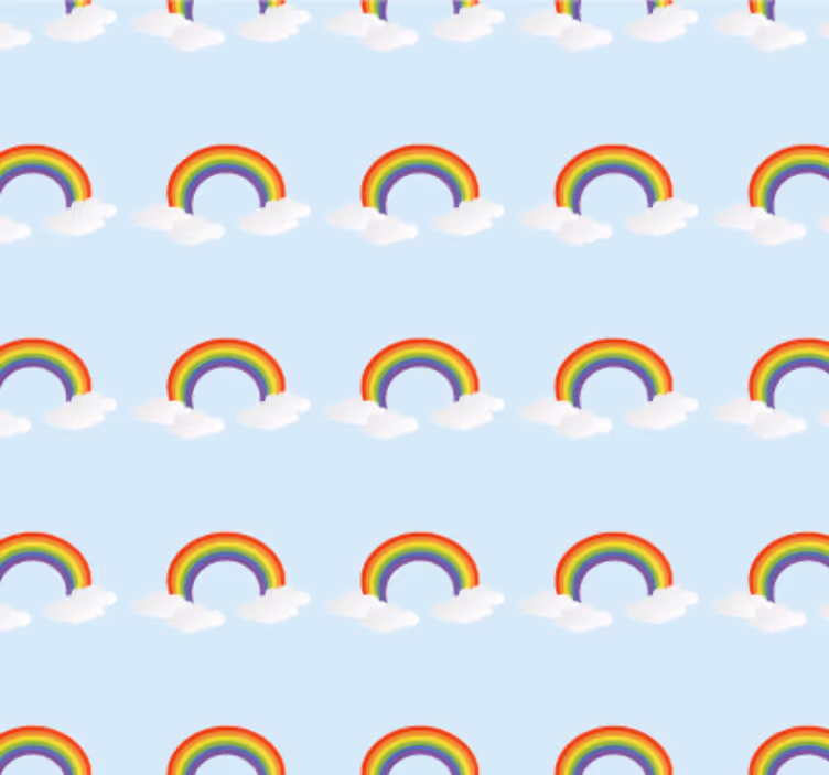 Värikäs kaunis sateenkaari ja pilvet makuuhuoneen tapetti - Tenstickers