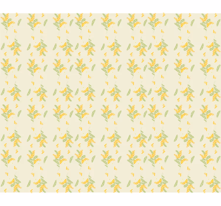 Mimosa-kuvioinen vaalea makuuhuoneen tapetti - Tenstickers