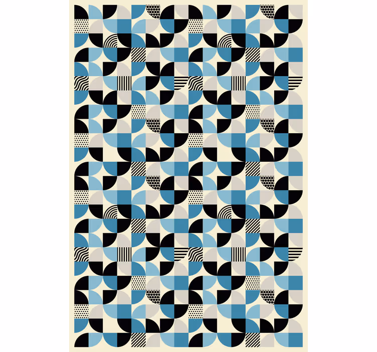 Retro sininen bauhaus-kuvio ornamentti tapetti - Tenstickers